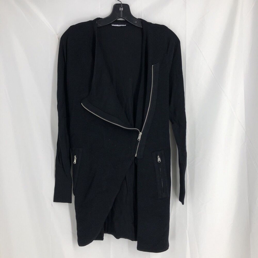 DEX Black Long Sweater Women’s X-Small Knit  Full Zip Jacket